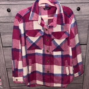 Plaid Button-Up Jacket (Shacket)